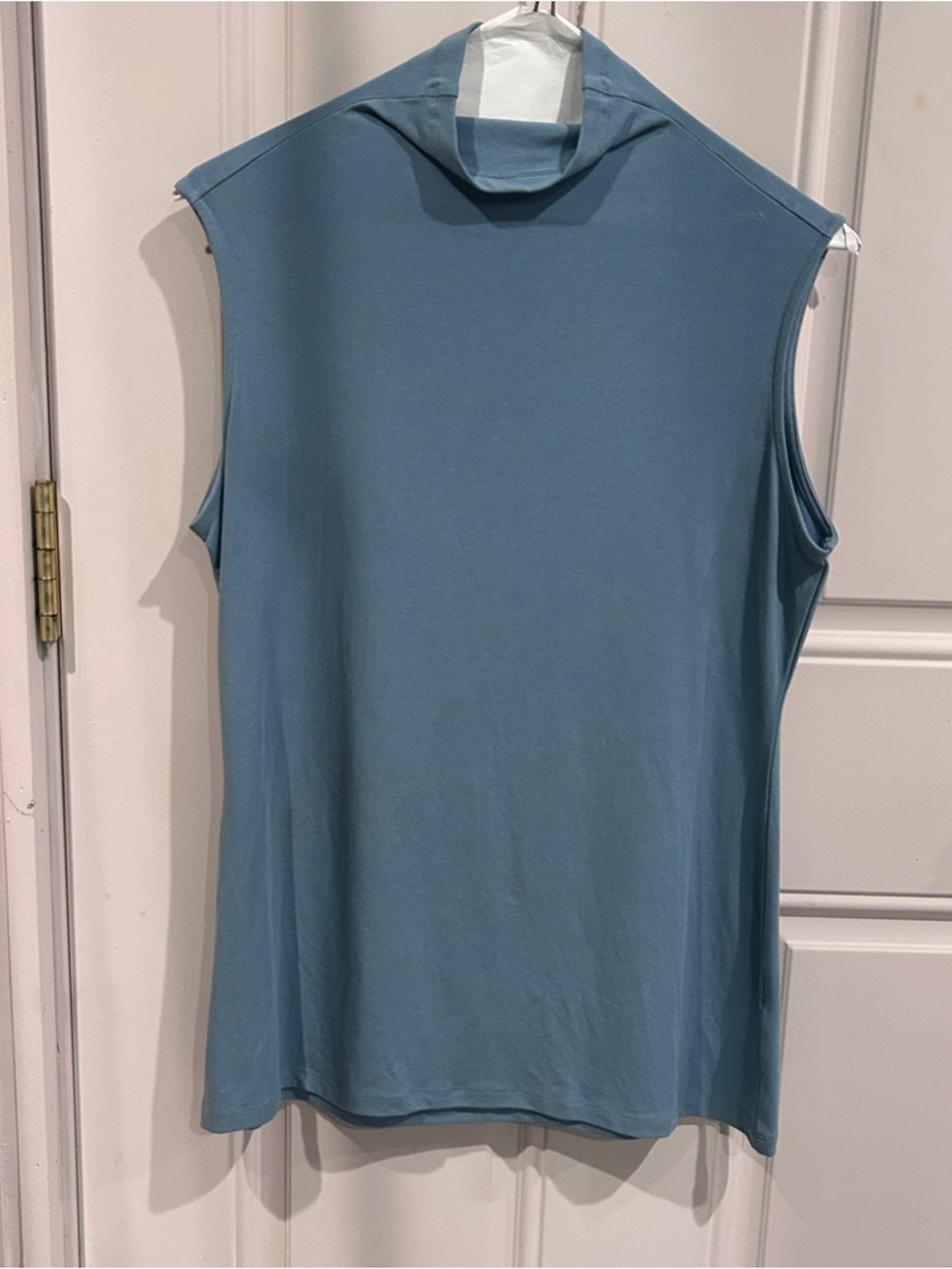 Sleeveless Mock Neck Tank Top in Dusty Blue